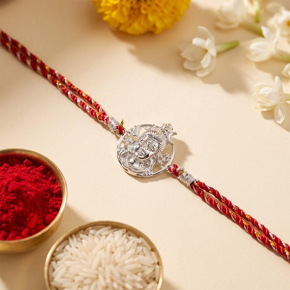 Silver Lord Shiva Face Rakhi