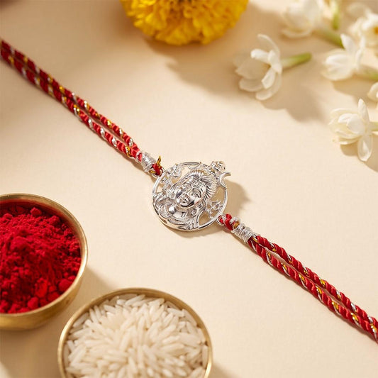Silver Lord Shiva Face Rakhi