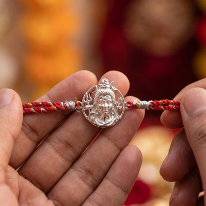 Silver Lord Shiva Face Rakhi