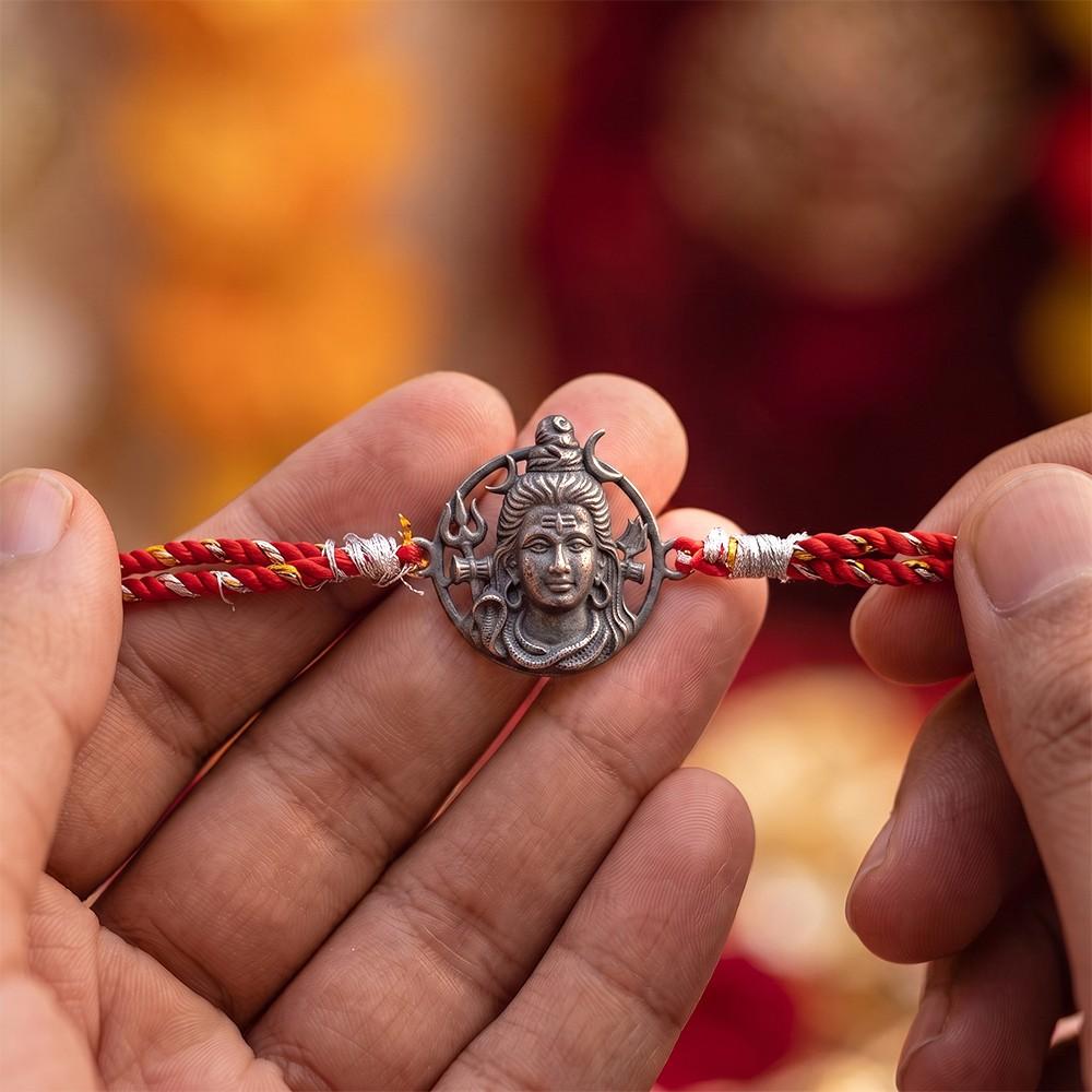 Oxidised Lord Shiva Face Rakhi