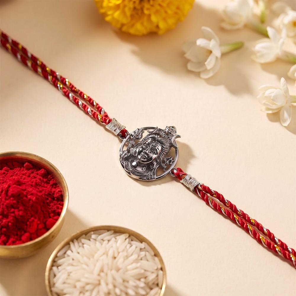 Oxidised Lord Shiva Face Rakhi