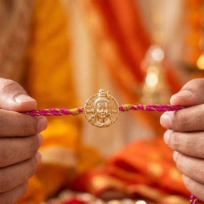 Goldon Lord Shiva Face Rakhi