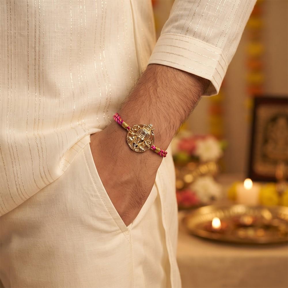 Goldon Lord Shiva Face Rakhi