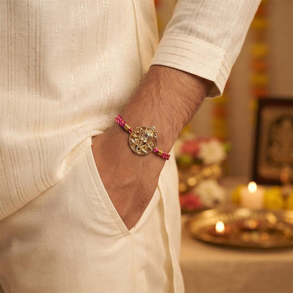 Goldon Lord Shiva Face Rakhi