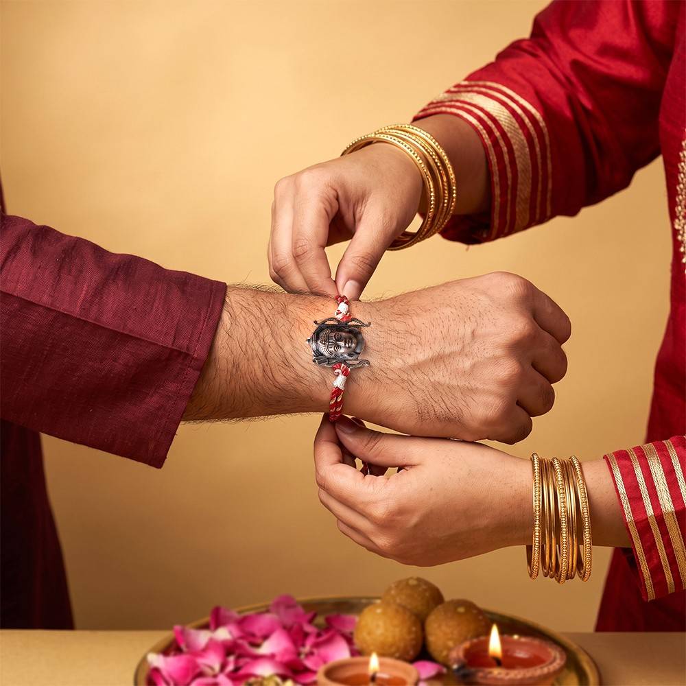 Oxidised Lord Ram Face Rakhi