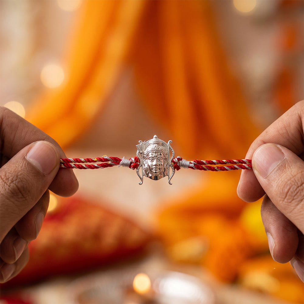 Silver Lord Ram Face Rakhi