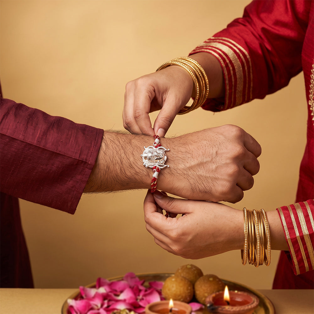 Silver Lord Ram Face Rakhi