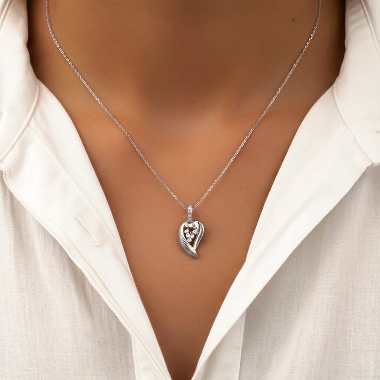 Silver Leaf Sparkle Pendant & Earrings Set