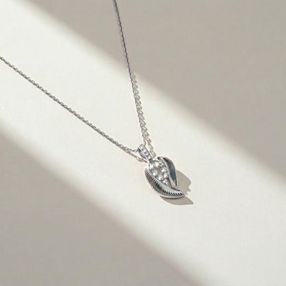 Silver Leaf Sparkle Pendant & Earrings Set