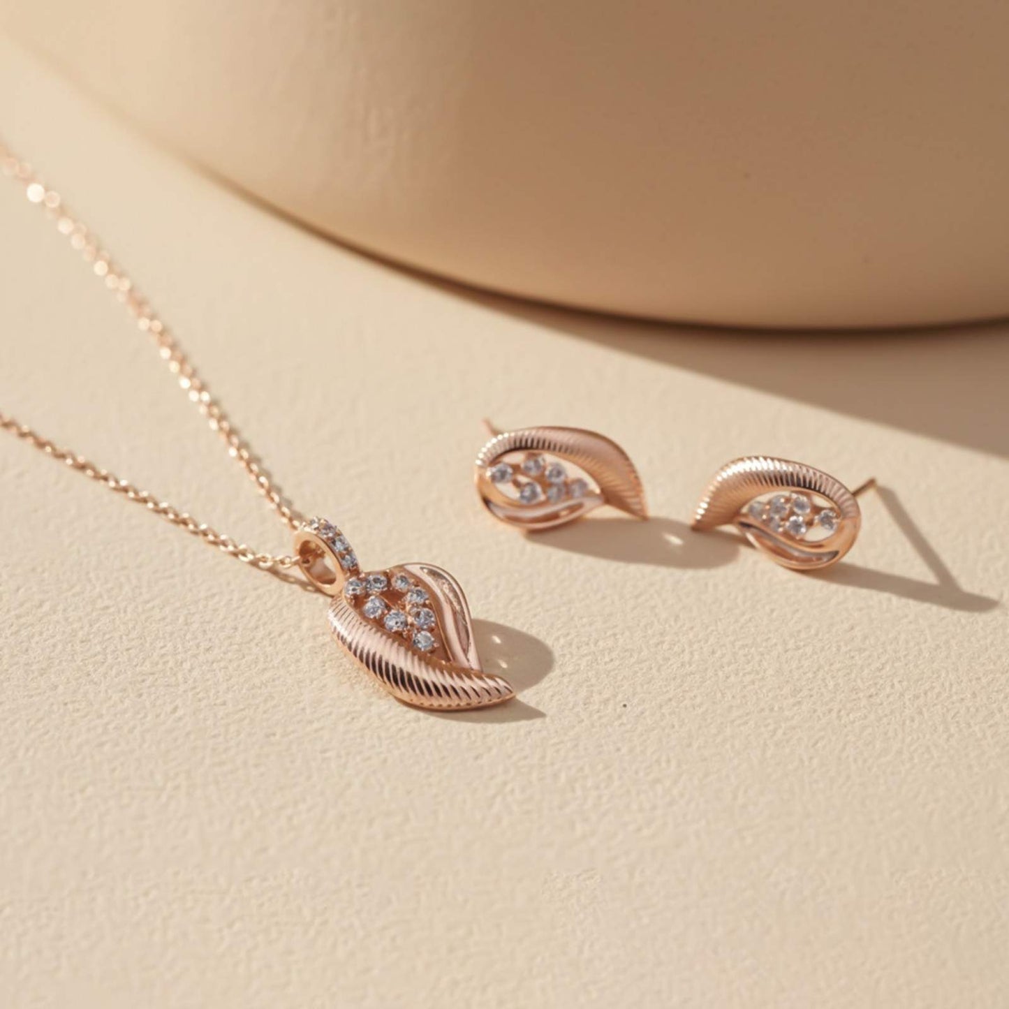 Silver Leaf Sparkle Pendant & Earrings Set