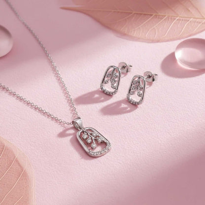 Silver Leaf Drop Pendant & Earrings Set
