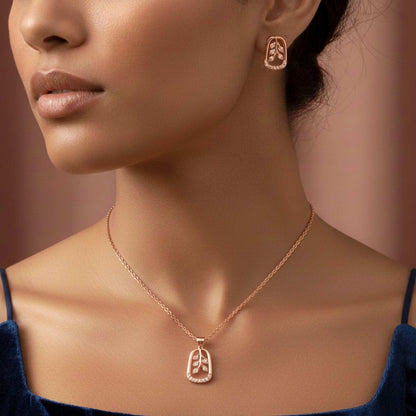 Silver Leaf Drop Pendant & Earrings Set