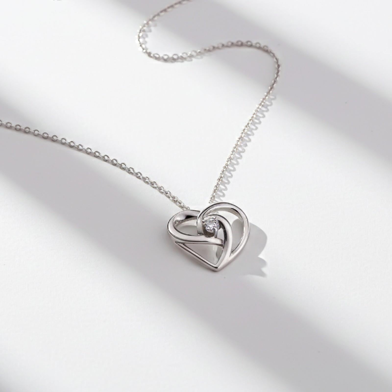 Silver Double Heart Twist Pendant & Earrings Set