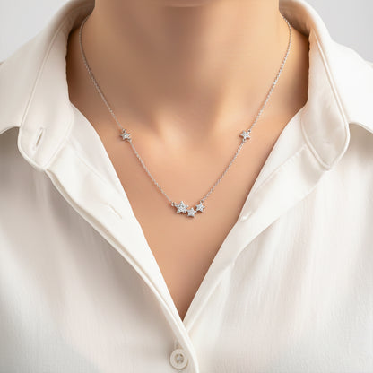 Silver Star Charm Necklace & Earrings Set