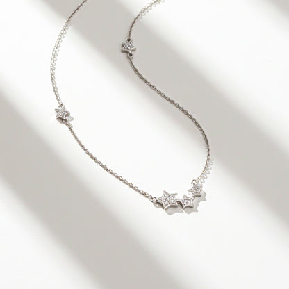 Silver Star Charm Necklace & Earrings Set