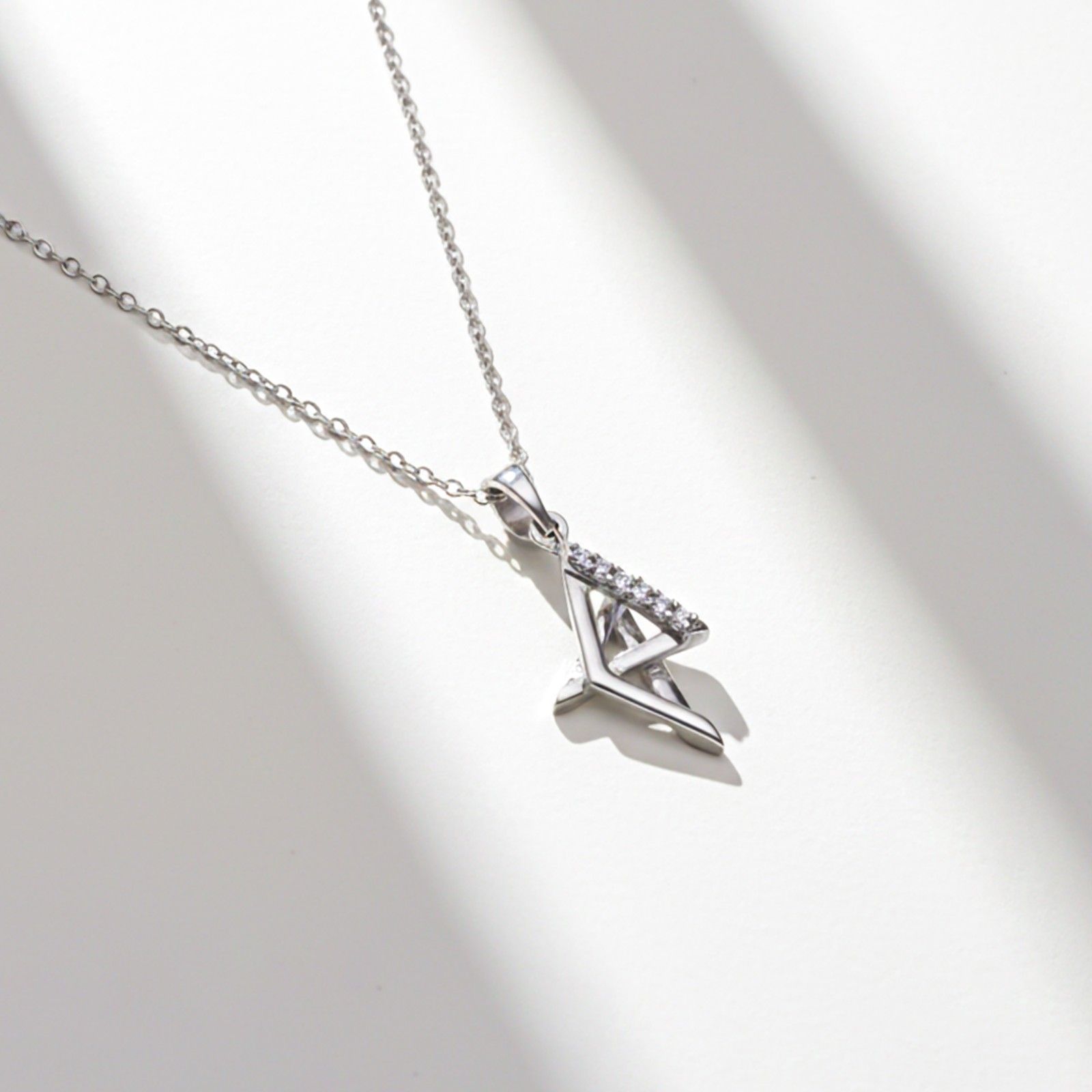 Silver Geometric Spark Triangle Pendant & Earrings Set