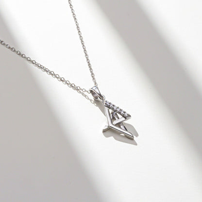 Silver Geometric Spark Triangle Pendant & Earrings Set
