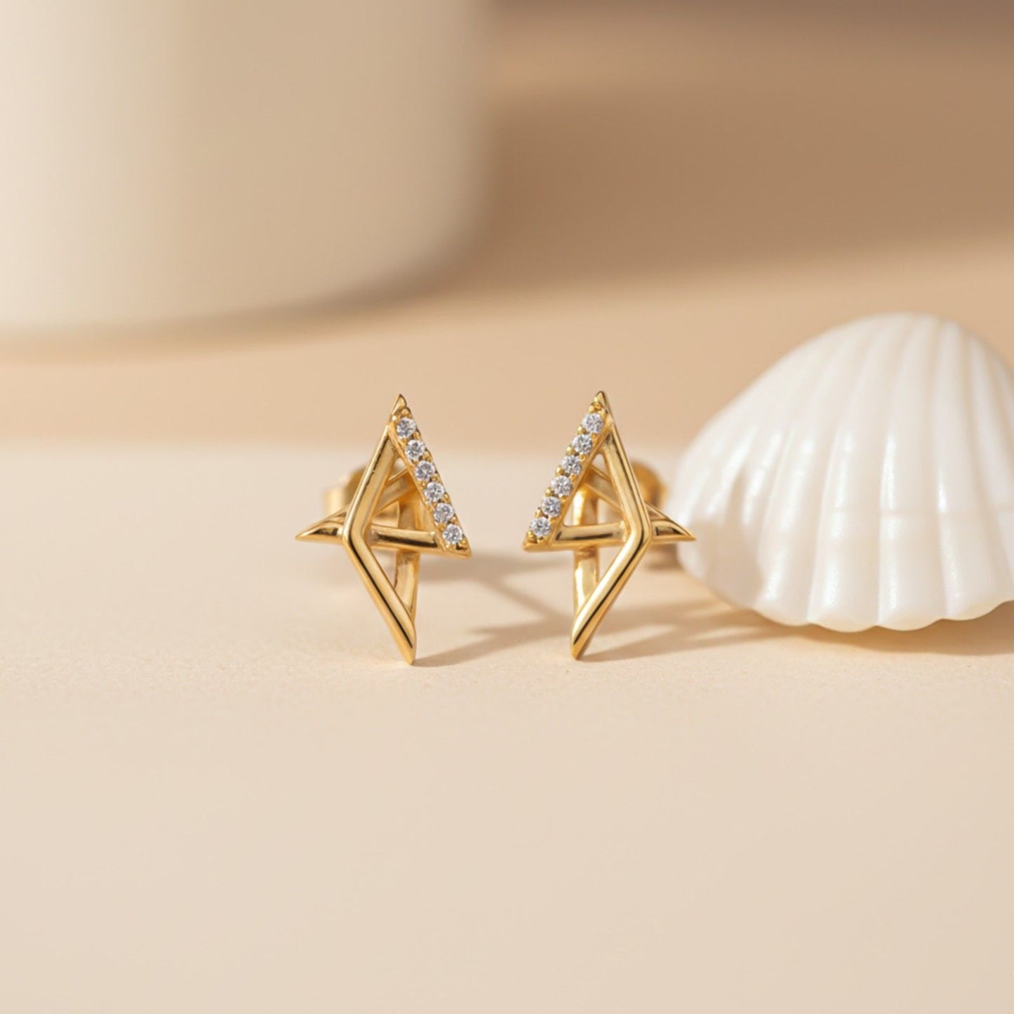 Silver Geometric Spark Triangle Pendant & Earrings Set