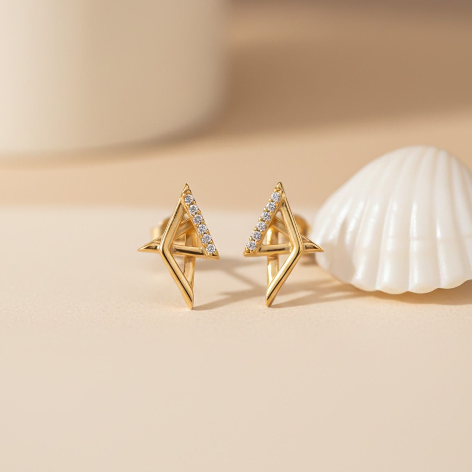 Silver Geometric Spark Triangle Pendant & Earrings Set