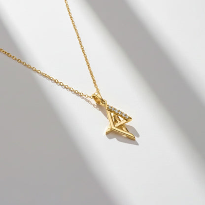 Silver Geometric Spark Triangle Pendant & Earrings Set