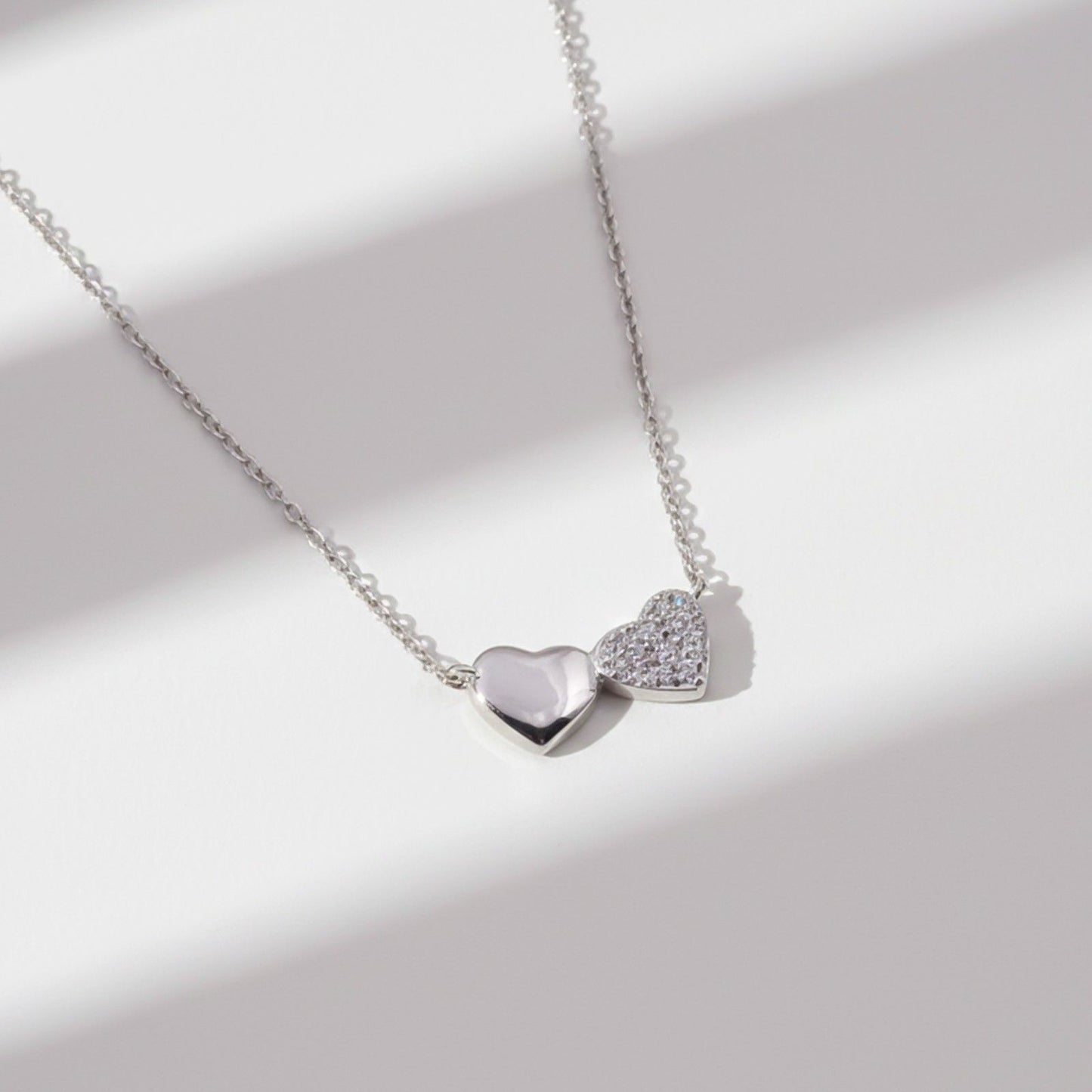 Silver Dual Heart Spark Pendant & Earrings Set