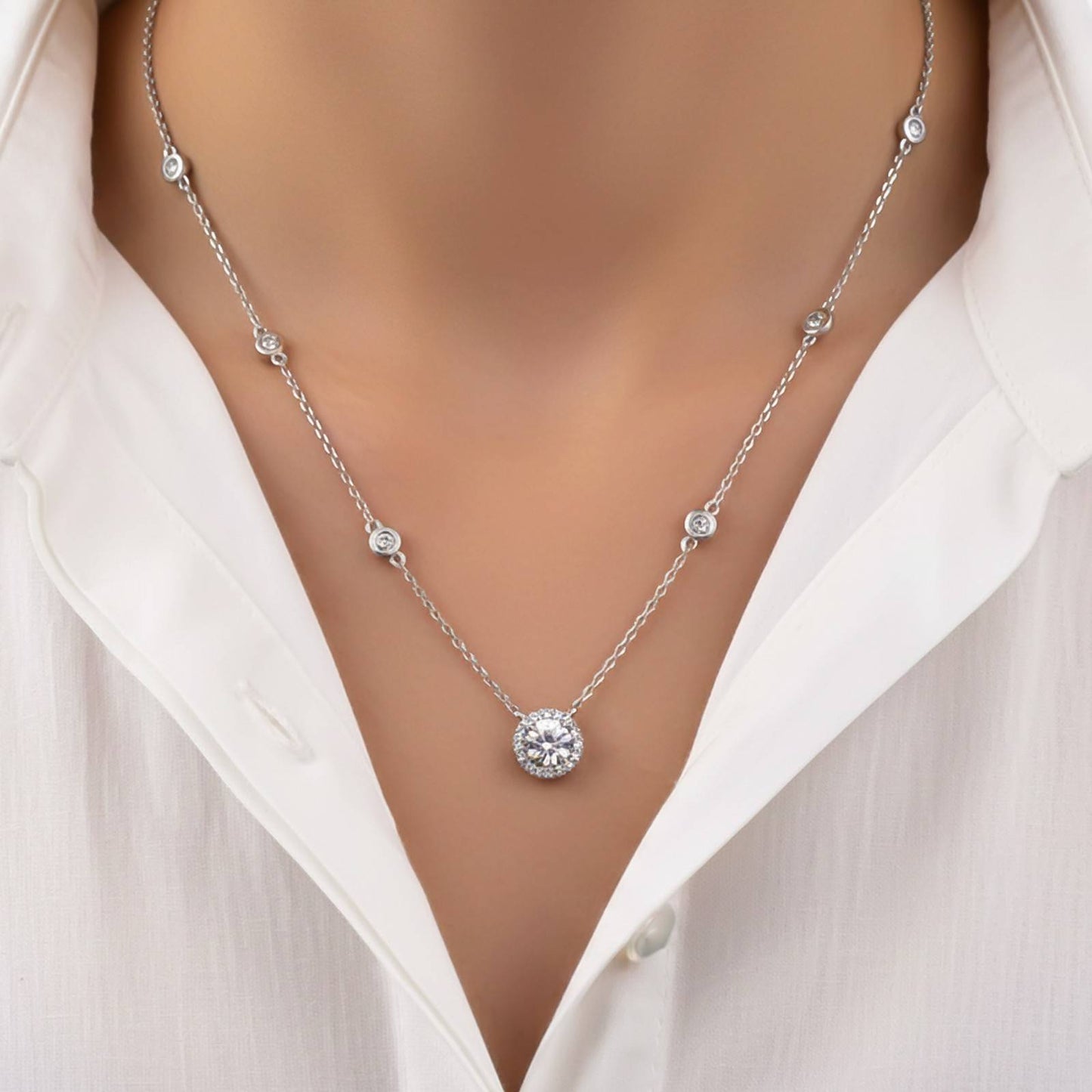 Silver Classic Solitaire Pendant & Earrings Set
