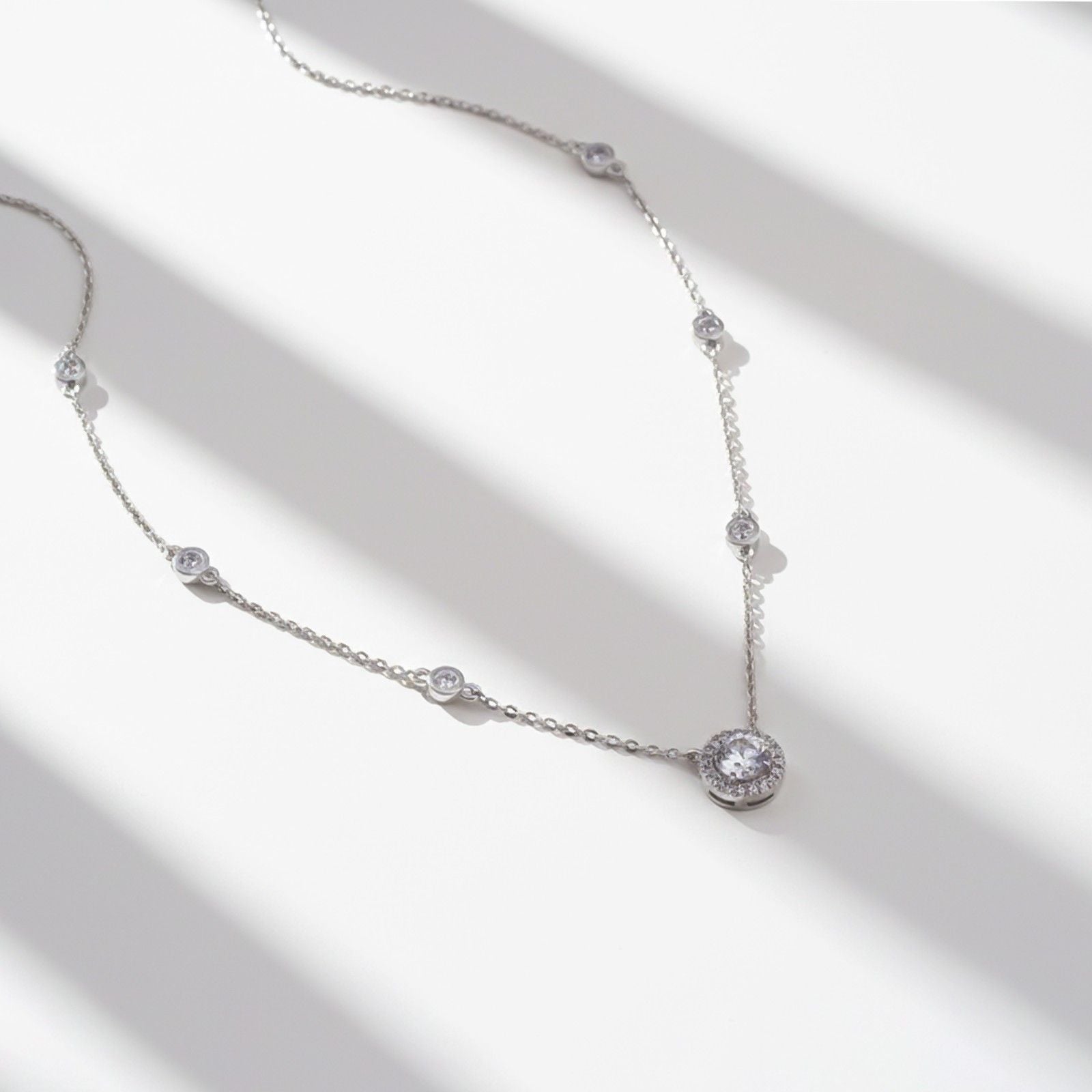 Silver Classic Solitaire Pendant & Earrings Set