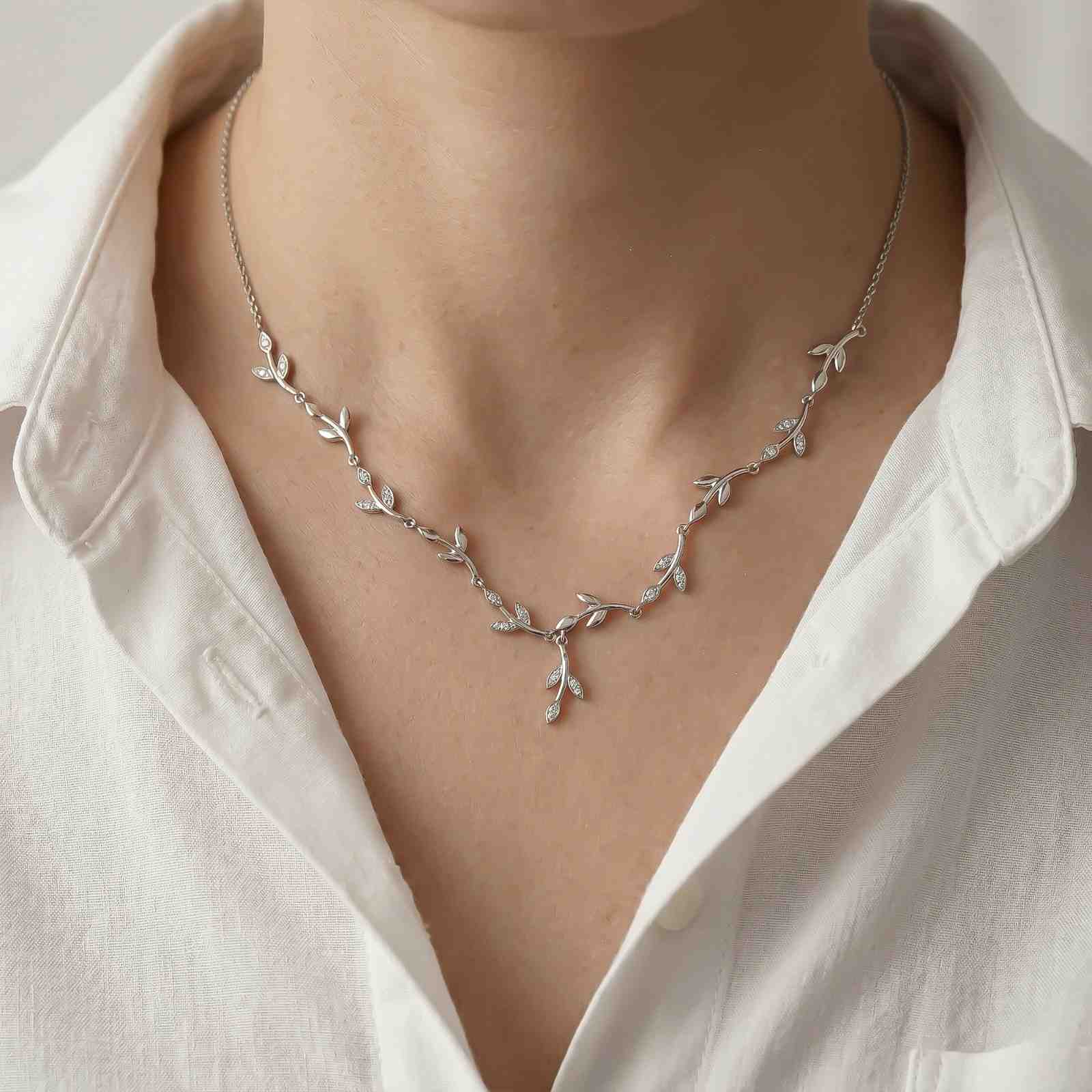 Silver Nature-Inspired Leaf Jewelry Set