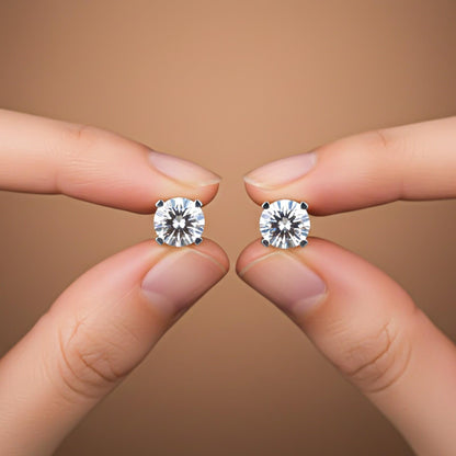 Silver Sphere Screw Stud Earrings