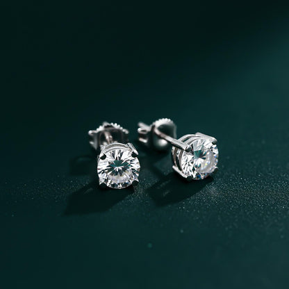 Silver Sphere Screw Stud Earrings