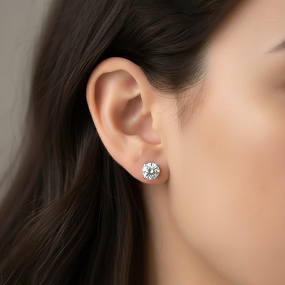 Silver Sphere Screw Stud Earrings