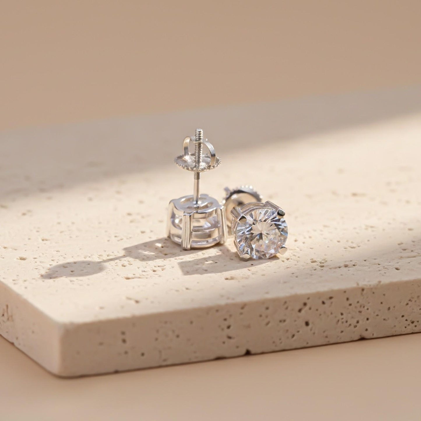 Silver Sphere Screw Stud Earrings