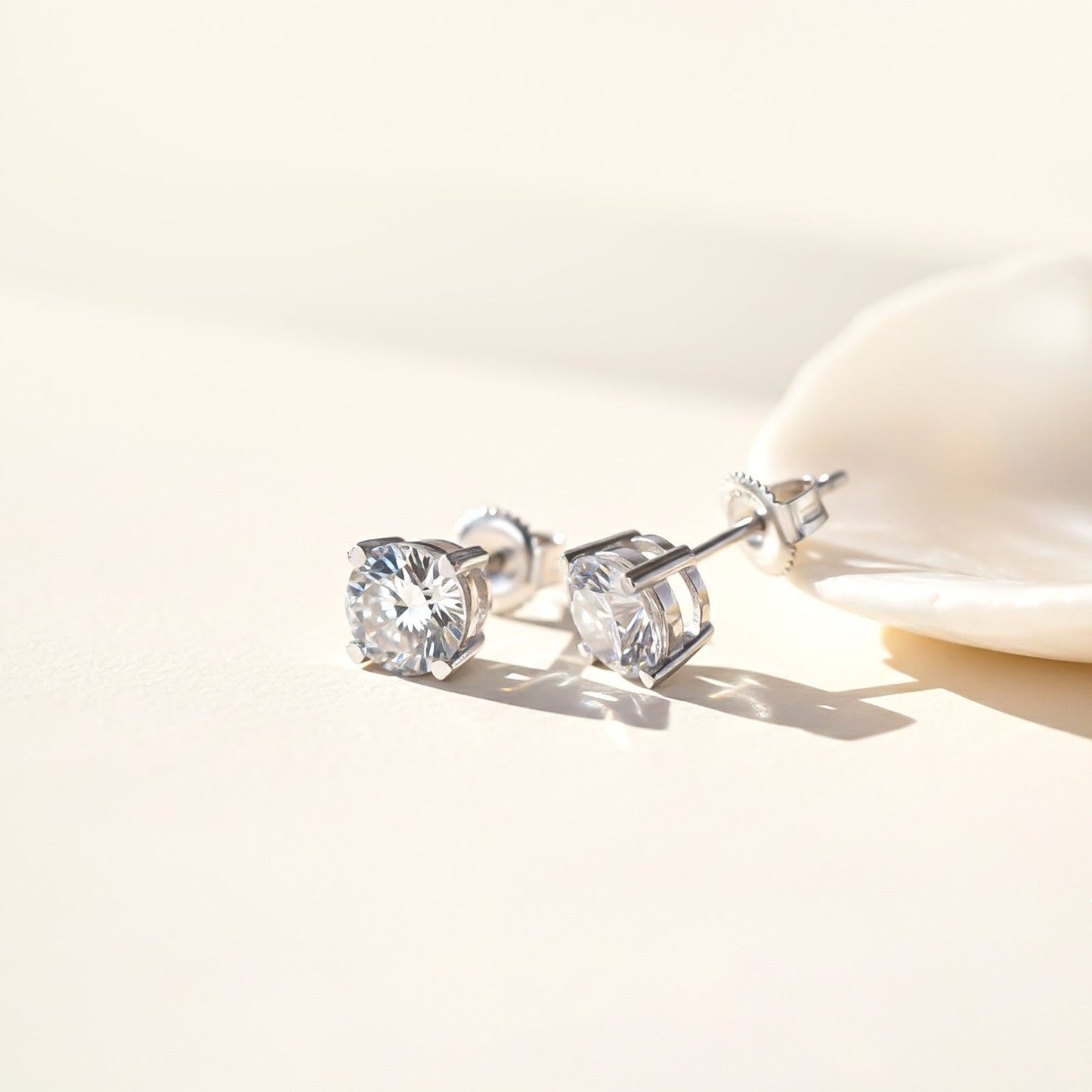 Silver Sphere Screw Stud Earrings