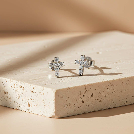 Silver Cross Stud Earrings