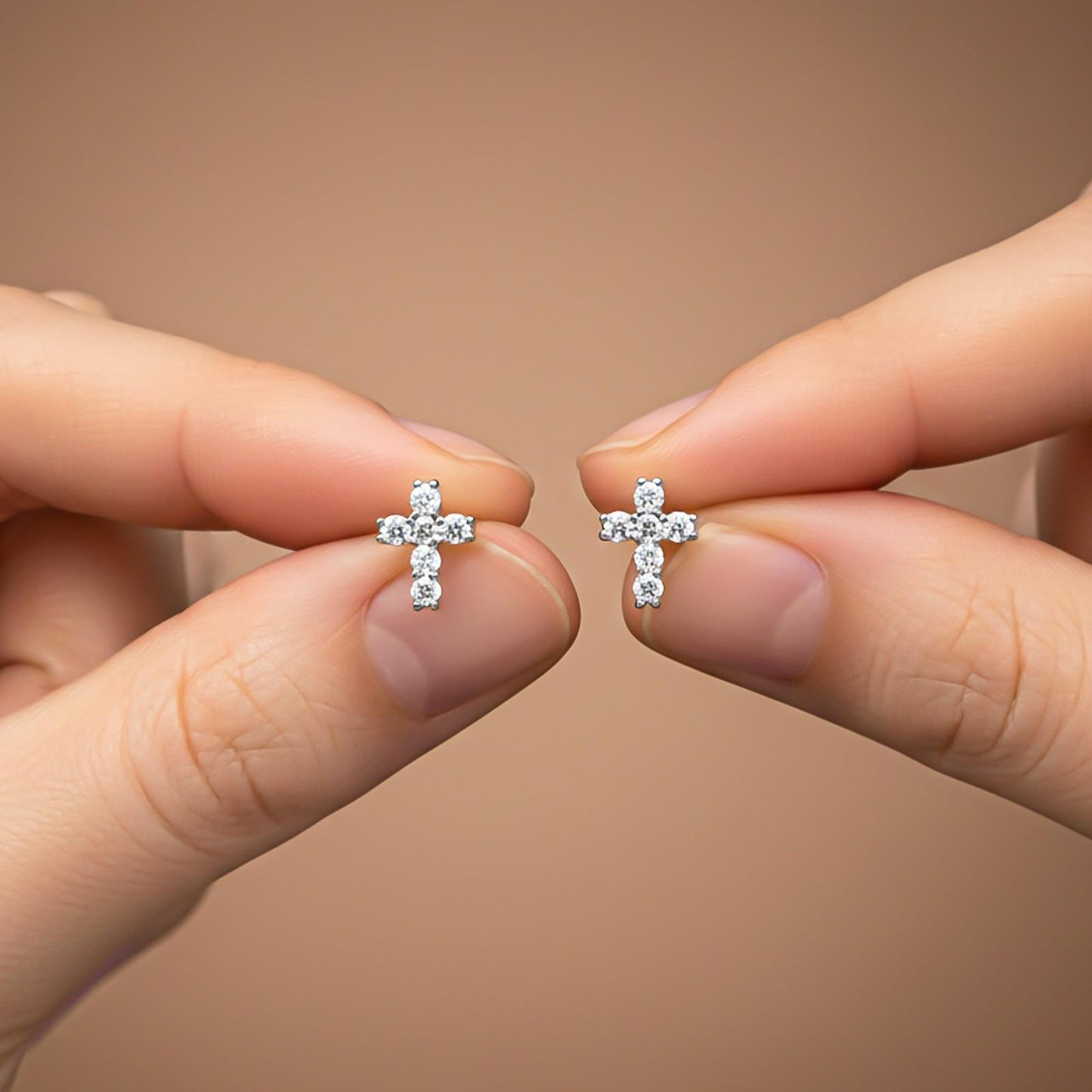 Silver Cross Stud Earrings