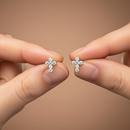 Silver Cross Stud Earrings