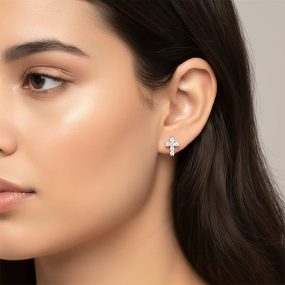Silver Cross Stud Earrings