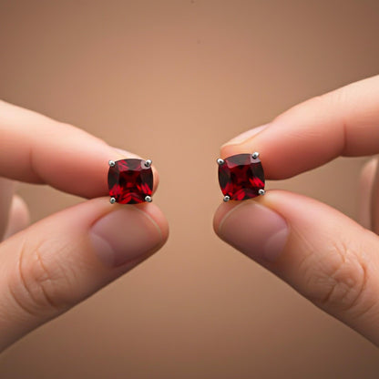 Silver Grace Ruby Stud Earrings