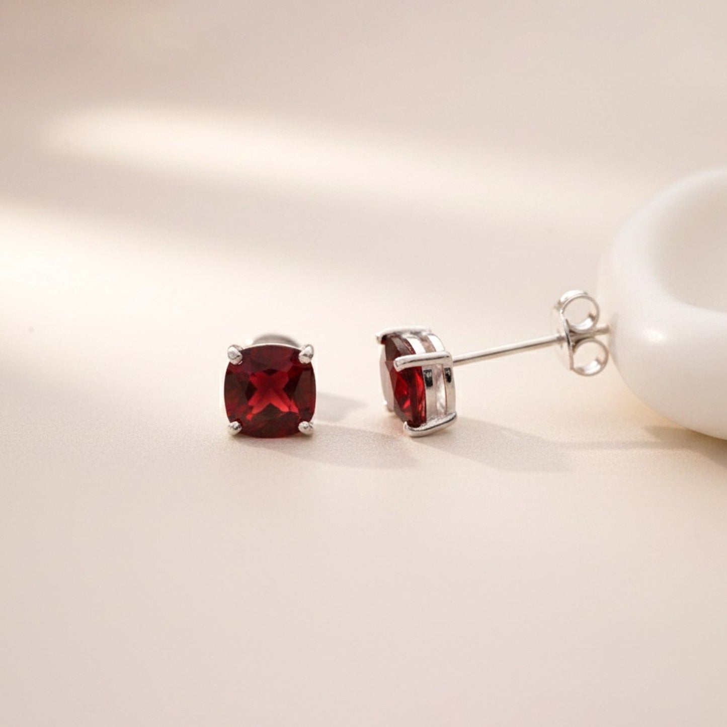 Silver Grace Ruby Stud Earrings