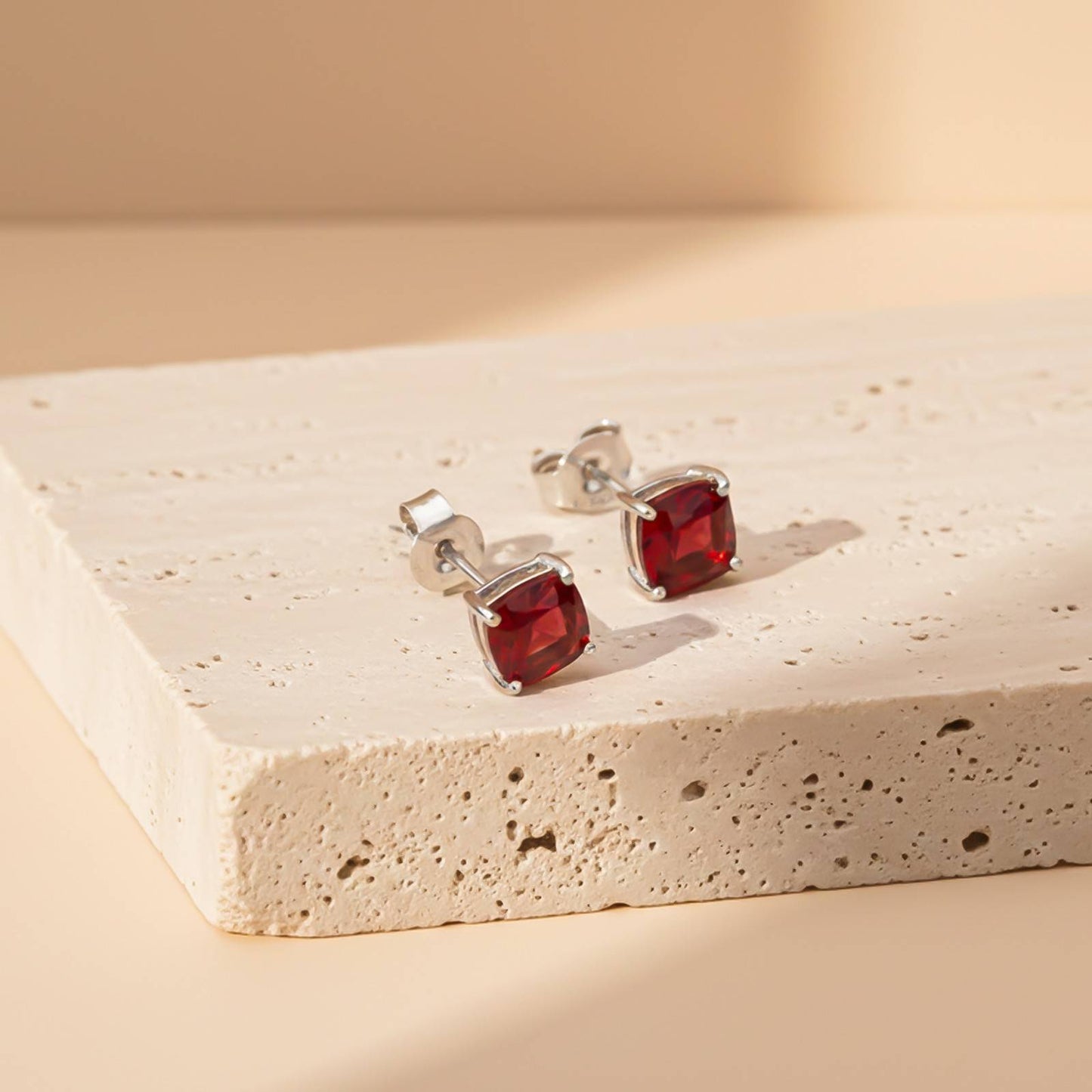 Silver Grace Ruby Stud Earrings