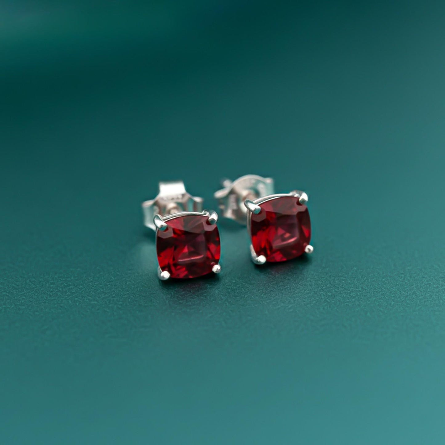 Silver Grace Ruby Stud Earrings