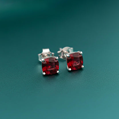 Silver Grace Ruby Stud Earrings
