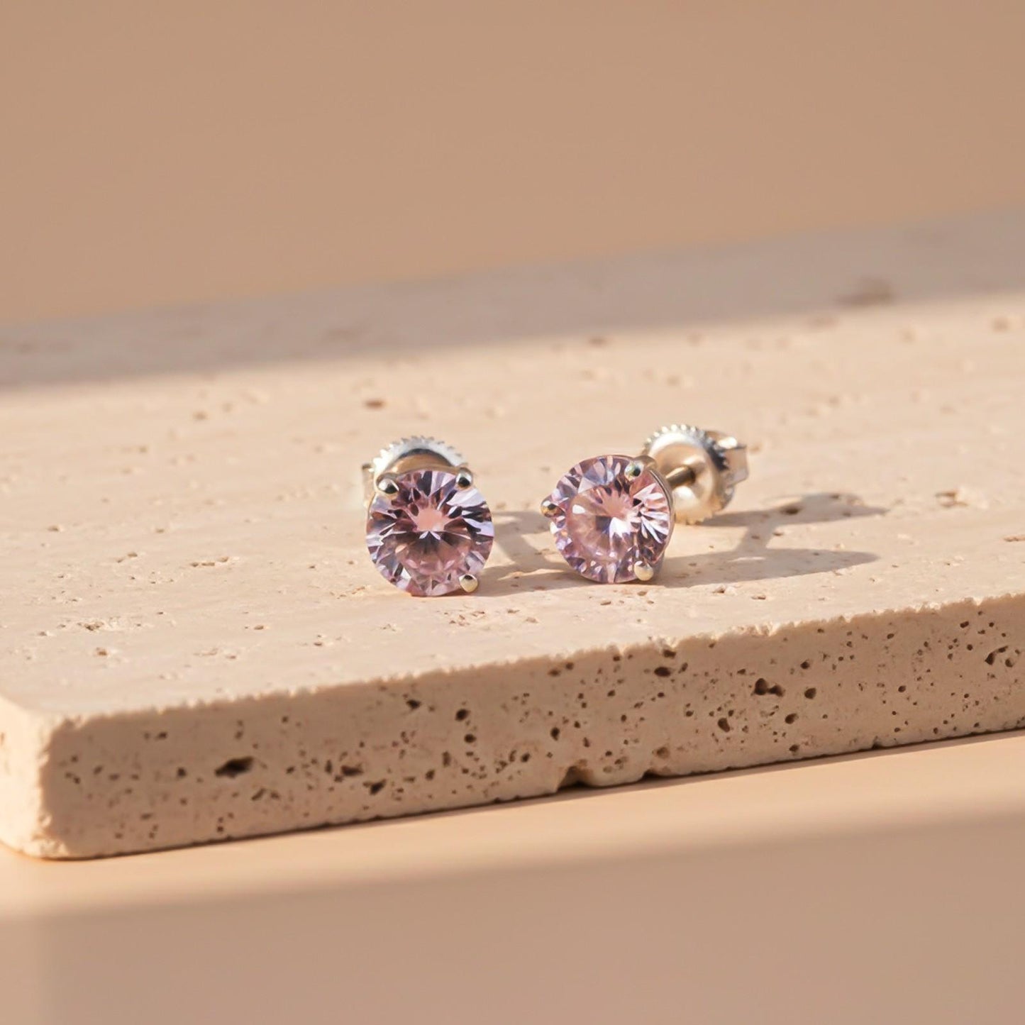 Silver Sapphire Circular Studs Earring