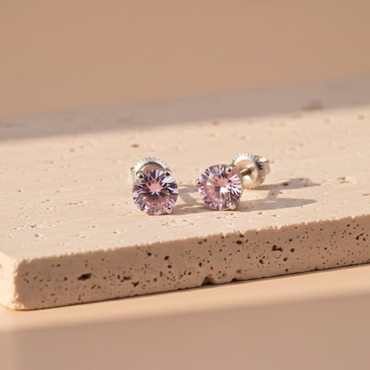 Silver Sapphire Circular Studs Earring
