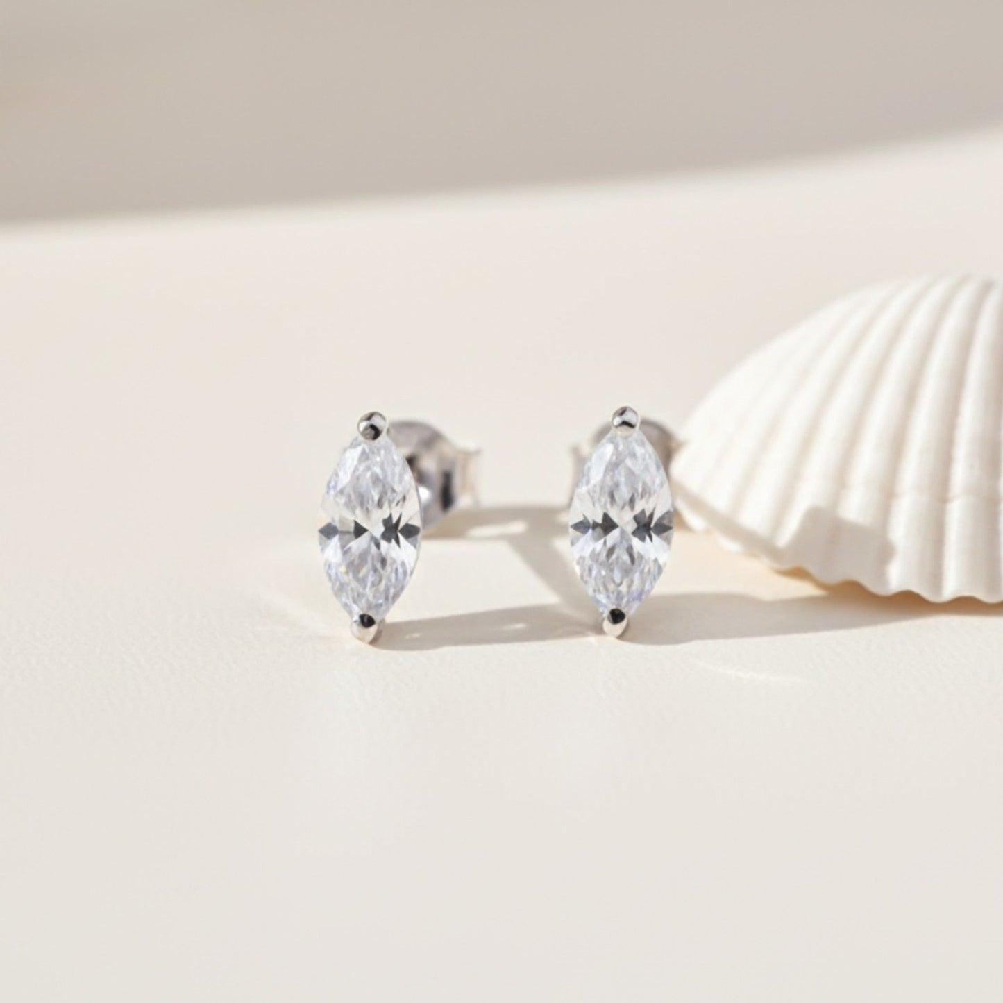 Silver Marquise Zircon Studs Earring