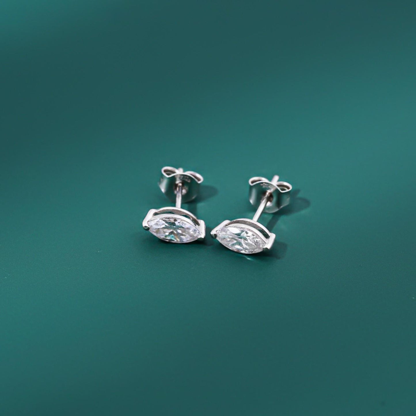 Silver Marquise Zircon Studs Earring