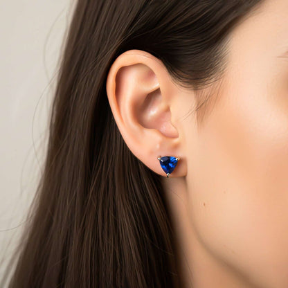 Trillion-Cut Blue Sapphire Stud Earrings
