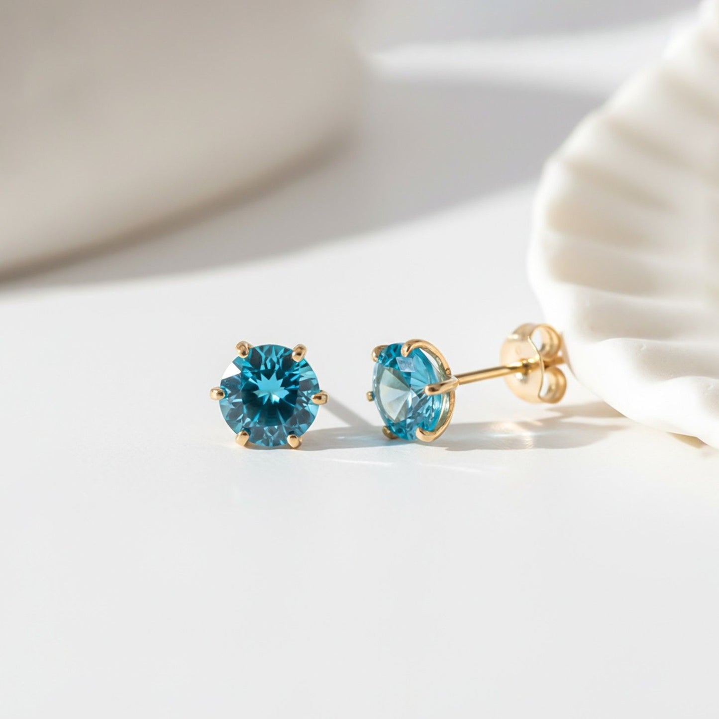 Solitaire Topaz Stud Earrings