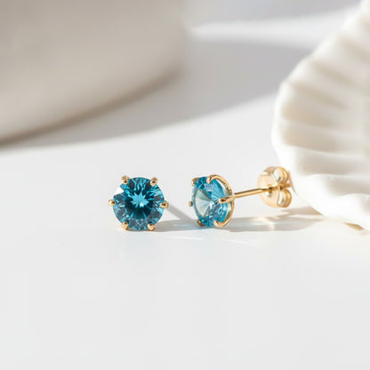 Solitaire Topaz Stud Earrings