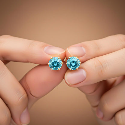 Solitaire Topaz Stud Earrings